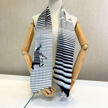 160*20cm Nou Stil All-meci Cal cu Dungi Imprimate Diagonal Țesături de Mătase pentru Femei de Moda Eșarfe Lungi
