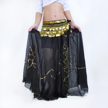 11 Culoare Paiete Model Singură Fantă De Dans Din Buric Fusta Lunga Belly Dance Costum Fusta Talie Elastic