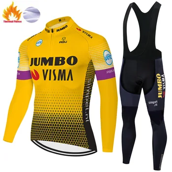 Campionul de Ciclism jersey JUMBO VISMA maillot cyclisme homme Termică Iarna Fleece roupas ciclismo Bărbați 20D gel pad