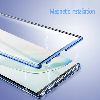 Magnetice de Adsorbție Metal Caz Pentru Samsung Galaxy S20 10 S9 S8 Plus Sticla Spate Capac Magnet Pentru Nota 10 8 9 PLUS Caz