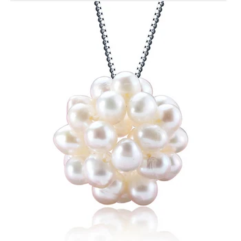 Noua Moda Personalizate Colier de Perle 925Sterling Argint Bijuterii fine Multe Mici Perla Pandantiv Real Pearl Bijuterii bijoux femme