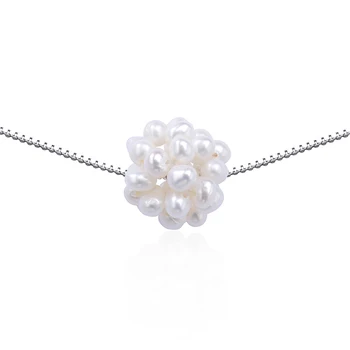 Noua Moda Personalizate Colier de Perle 925Sterling Argint Bijuterii fine Multe Mici Perla Pandantiv Real Pearl Bijuterii bijoux femme