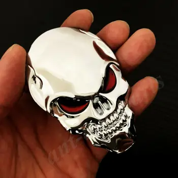 3D Mare de Metal Craniu Schelet Os Rău Portbagaj Emblema, Insigna Decal Autocolant