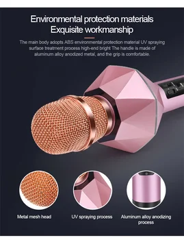 Diamant de Lumină LED Portabil cu Microfon Pentru Copii USB Mini Handheld Karaoke Dispozitiv Cu cele mai Bune Wireless Bluetooth Speaker