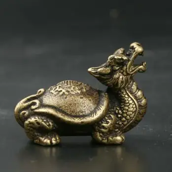 Chineză Bronz Animal De Bun Augur ia Dragon Animal Broasca Testoasa Statuie