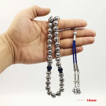 Om tasbih aliaj metalic cu margele Natural lapis lazuli Islam 33 45 66 99 rugăciune margele Accesorii Misbaha Bratari