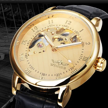 Câștigător De Moda Ceas De Aur Schelet Bărbați Ceasuri Mecanice De Mana Vânt Ceasuri De Mana Ieftine Pret Reloj Hombre Relogio Masculino