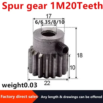 2 buc 1Modulus=1M 20Teeth Angrenaj cilindric Interior Hole6/6.35/8/10mm pentru cnc Metal Motor Seful/Convex GearGear Rack de Transmisie