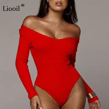 Liooil Bodycon Costume De Toamna Iarna 2018 Sexy De Club Cu Maneci Lungi V-Neck Negru Alb Roșu De Partid Salopetă Pentru Femei Salopeta Salopete