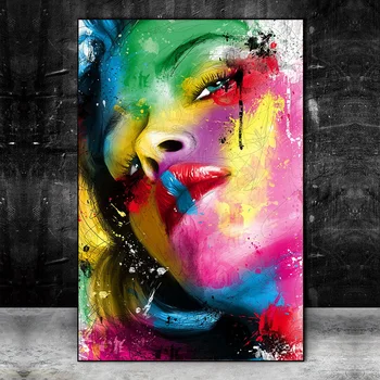 Rezumat Buze Sexy Graffiti Arta Canvas Tablouri Colorate Fata Postere si Printuri Poze de Perete pentru Camera de zi Decor Acasă