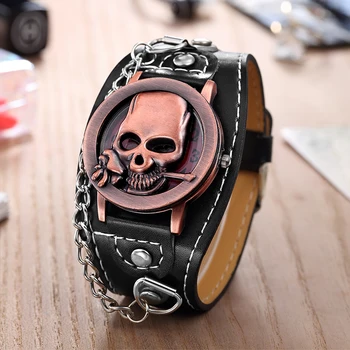 De înaltă Calitate O. T. MARE Brand Rose Skull Punk Cuarț Ceasuri de Lux din Piele Ceas Sport Relogio Masculino 1831-5