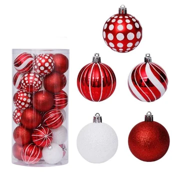 6 CM 30 BUC Plastic Transparent Minge de Crăciun Ornamente Bile de Culoare Decoratiuni Pentru Petrecere Acasă Piață Pom de Crăciun Pandantiv