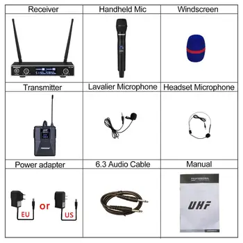 Freeboss FB-U35H Dual Mod UHF Frecvență Fixă fără Fir Sistem de Microfon cu Handheld + Rever + Cască Microfon pentru Karaoke