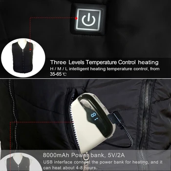 Încălzire Vesta Lavabil cu Baterie de Primăvară Cald iarna Vesta Control Temperatura Exterioară pentru Bărbați, Femei Încărcare Sking Vesta