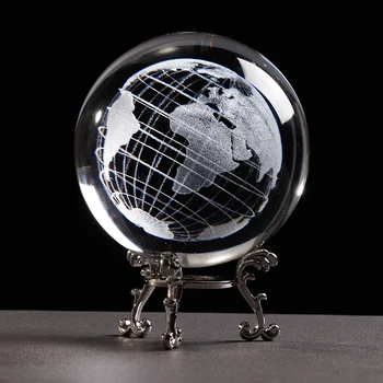 6 cm / 8 cm K9 Cristal Glob pământesc 3D cu Laser Engrved Miniatured Pământ Model Sfera de Cristal Meșteșug Acasă Decorare Ziua de nastere