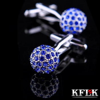 KFLK Brand de Bijuterii Albastru glob de Cristal Manșetă link-ul de en-Gros Butoane de designer de Înaltă Calitate butoni camasa pentru barbati oaspeții