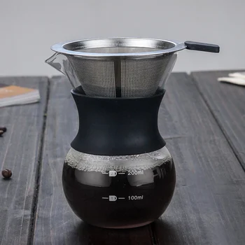 200 ML se Toarna Peste Cafea Filtru Dripper Recipient de Sticlă de Cafea Filtre din Oțel Inoxidabil Filtru de Cafea
