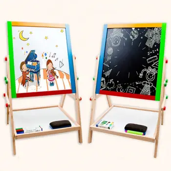 Copilul din Lemn de Artă de Șevalet Dublă Față Reglabile pe Înălțime Pictura Tablă pentru Copii mici Copii