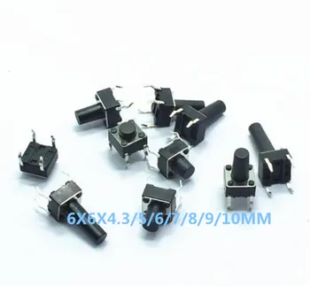 1000pcs 6*6x4.3mm 6X6X5mm BAIE Tactile Tact Mini-Buton Comutator Micro Comutator de Moment DIP-4 6X6X6 6x6x7 6x6x8 6x6x9 6x6x10