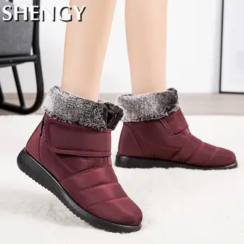 2020 De Iarnă Pantofi Pentru Femei Pantofi De Zăpadă De Sex Feminin De Pluș Moale, Cald, Feminin Pantofi De Bumbac Rezistent La Apa Velcro Cizme Pentru Femei Încălțăminte