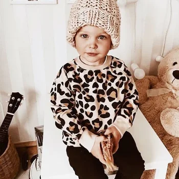 Pulovar Copii Leopard Iepurasul de Imprimare Pulovere Fată Băiat Haine de Moda Drăguț Copil Fată Haine de Primavara Toamna 1-8T Purta