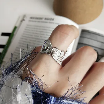 Coreeană bijuterii argint 925 inel inel inel bijuterii ins vânt linii de design inel lat