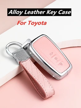 Aliaj Piele Telecomanda Auto Breloc Cheie Caz Acoperire Pentru Toyota Camry CHR Prius Corolla, RAV4 Prado 2017 2018 la Distanță 3 buton de acces fără cheie