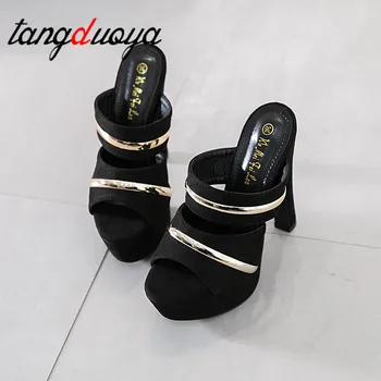 Femei Sandale 2020 sandale Papuci de sex Feminin Toc Gros Pantofi cu toc înalt pantofi femei platformă înaltă heeld sandale papuci de casă 15