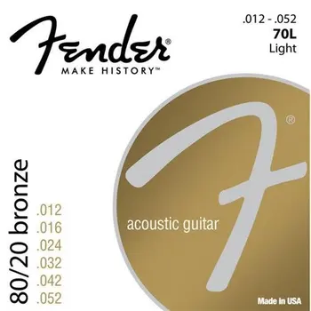 Fender 70L 80/20 Bronze Chitara Acustica, Siruri de caractere, Lumina, 12-52