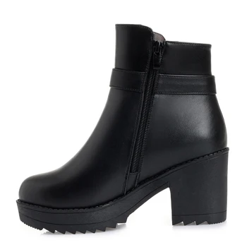 GKTINOO 2021 Noi de Iarna Cald, Confortabil de Pluș Cizme de Zapada pentru Femei Glezna Cizme Toc Gros Piele naturala Pantofi pentru Femeie Cizme de Moda