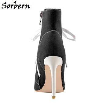 Sorbern Blugi Cu Toc Adidas Cizme Stiletto Dantelă Sus Subliniat Toe Pantofi De Femei Personalizate Toc Stiluri Plus Dimensiune 5-15 Sissy Papuceii