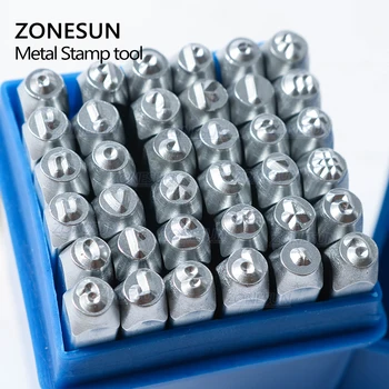 ZONESUN 36PCS Bijuterii din Metal Timbre Set Alfabet a-Z Inima Simbol Scrisoare Pumn Mor Cazul Ambarcațiunilor de Ștanțare Instrumente de Oțel Instrument de Metal