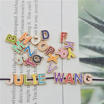 Julie Wang 26PCS/Set O-Z Email Litere Margele Colorate Alfabetul englez Ton de Aur Distanțier Șirag de mărgele Brățară Bijuterii Accesorii