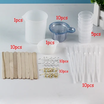 57pcs/kituri DIY Rășină Epoxidică Forme de Luare de Bijuterii Tool Kit Cu Agitatoare Pipete Linguri Cupe,Diy Ureche Stud