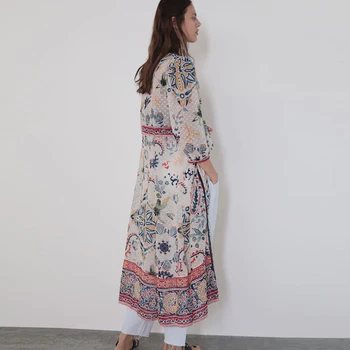 TEELYNN boho midi rochie vintage cu Buline tesatura Jacquard print Floral rochii de Șifon v-gât rochie de Toamna Hippie rochii femei