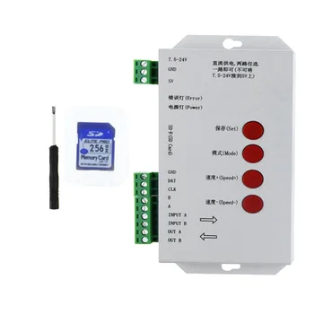 LED RGB controller T1000S Card SD Pixeli Controller ,pentru WS2801 WS2811 WS2812B SK6812 LPD6803 CONDUS 2048 DC5~24V