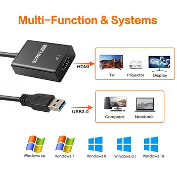 C USB 3.0 HDMI DVI Video graphic Converter Adaptor HD1080P USB pentru Cablu HDMI mai Multe Monitoare pentru Windows XP 10 8 8.1 7 Laptop
