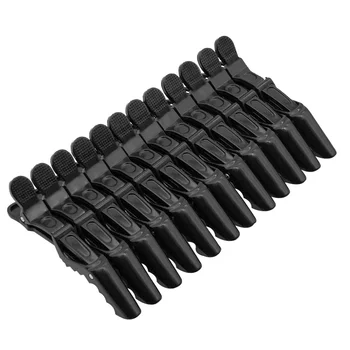 10buc Chic Coafura Clipuri Durabil Gura Lung Clip de Păr Styling Clipuri Partiție Clemă pentru Acasă Frizerie (Negru)