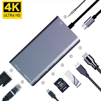 Huawei Dex Modul de Slot pentru Card Reader 8-În-1 Adaptor Hub pentru Macbook pentru Samsung Tip C Dock USBC să Rj45 Lan 4K HDMI VGA 2USB 3.0 SD