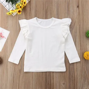 Moda Fierbinte Copii Fete Tee Top Pulover Bluza din Bumbac cu Maneca Lunga T-shirt Îmbrăcăminte Nouă Vânzare Fierbinte O-Neck Maneca Lunga din Bumbac