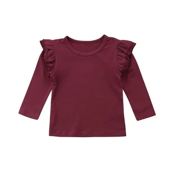 Moda Fierbinte Copii Fete Tee Top Pulover Bluza din Bumbac cu Maneca Lunga T-shirt Îmbrăcăminte Nouă Vânzare Fierbinte O-Neck Maneca Lunga din Bumbac