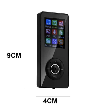 Ouhaobin Portabil Bluetooth MP3, MP4 Player cu Ecran LCD FM Radio Sport Muzica Difuzoare ultra-subțire pentru card de memorie 32G