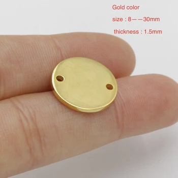 50pcs 8-30mm Culoare de Aur poloneză Oglindă din Oțel Inoxidabil Conector Rotund Pandantive Spații Pentru DIY Tag-ul Manual