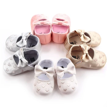 Funda mare de broderie dragoste din piele pu fetita pantofi anti-alunecare moale cu talpi de incaltaminte pentru nou-nascuti crib pantofi copil pantofi fete