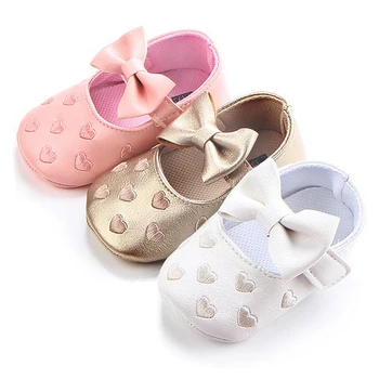 Funda mare de broderie dragoste din piele pu fetita pantofi anti-alunecare moale cu talpi de incaltaminte pentru nou-nascuti crib pantofi copil pantofi fete