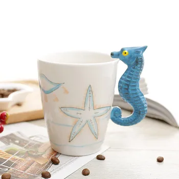 Creative 3D Delfin, Caracatiță Cana Animale Cana Ceramica Amuzant Ceașcă de Cafea Halbă de Bere Cu Cookie Cana de Portelan Cadou en-Gros