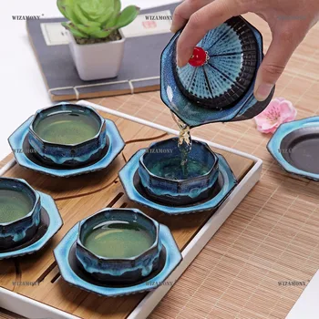 WIZAMONY Chineză Kung Fu set de Ceai Towl gaiwan ceainic cesti de ceai tăvi seturi de ceai Teaware ceramice fot cadou puer Drinkware Geanta de Voiaj