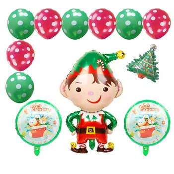 1set Crăciun pom de Crăciun Baloane folie Moș crăciun, om de Zăpadă, Cerb globos rosu verde dot latex bile de Crăciun Decoratiuni Partid jucarii