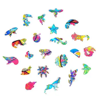Cameleon Unice de animale din Lemn Jigsaw Puzzle-uri Misterioase Puzzle 3D Cadou Pentru Adulti Copil Învățământ Cadou Fabulos Interactive Toy