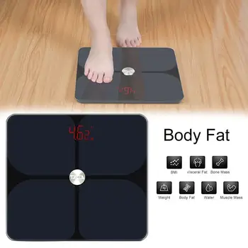 Body Fat Scale Inteligente Electronic Digital cu LED-uri Greutăți de Cântar Baie Echilibru Connecte Bluetooth Pentru Fitbit Sanatate Apple si Google
